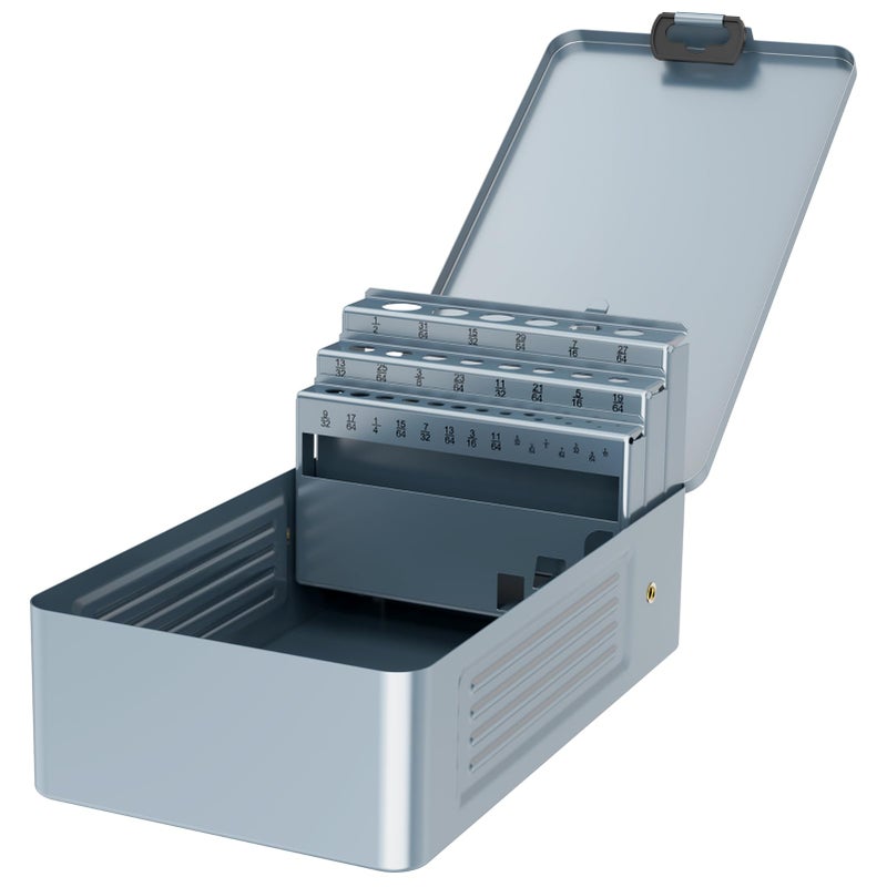 MACXCOIP 29PCS Drill Bit Index Box, Empty Metal Case (Excluding Drill Bits), 1/16""-1/2"" - Image 3